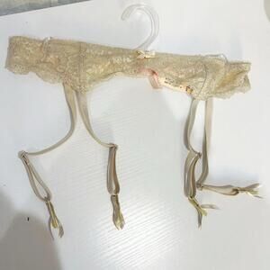 NWT Victoria's Secret Dream Angels Metallic Gold Lace Garter Belt XS/S HTF Y2K